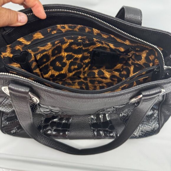 Brighton Black Pebble Leather Gator Embossed Purse Shoulder - Picture 13 of 16